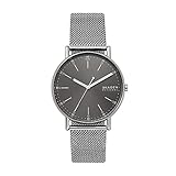 Skagen Herren-Signatur-Dreizeiger, 40 mm Gehäusegröße, Edelstahluhr und Edelstahl-Netzarmb