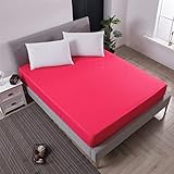 yueyouhuyou Solidee wasserdichte Matratzenschoner mit elastischer Band Schleife Breath Matratze Bezug waschbar (Color : Rose red, Size : Twin 39x75x18in)