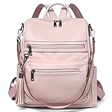 WESTBRONCO Leder Rucksack Damen Freizeitrucksack Reise Handtasche 2 in 1 Schultertasche Casual Daypacks 01-R