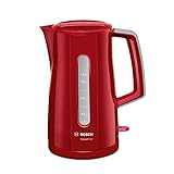 Bosch TWK3A014 CompactClass kabellloser Wasserkocher, schnelles Aufheizen, Wasserstandsanzeige beidseitig, Überhitzungsschutz, 1,7 L, 2400 W,