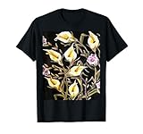 Arum Lily Künstlerisches Blumenmuster auf schwarzem Hintergrund T-S