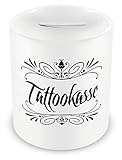 Samunshi® Sparschwein Tattoo Spardose Schwarz Weiß - Tattookasse mit Schnörkel - als Gutschein Tattoo Geschenkideen Spardose Tattoo Money Witzig