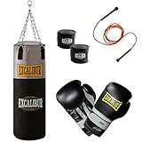 Handgefertigter Boxsack Excalibur Workout – Extrem Robust Und Strapazierbar Dank Reißfestem Nylon - Inklusive Kettenaufhängung, Drehwirbel Und Stabiler Aufhängung, 100cm – Verschiedene Sets (10 Oz)