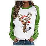 GFGHH Weihnachten Sweatshirt, Pullover Damen mit Schneeflocke Muster, Weihnachtspulli Rentier Drucken Christmas Vintage Langarmshirt Frauen Oberteile Rundhals Xmas Shirt Pulli Sport Top