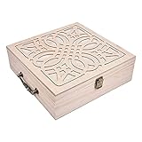 ZDAMN Ätherisches Ölaufbewahrungsbox 62 Gitter Holz ätherisches Öl Aufbewahrungsbox Essential Ölflasche Aufbewahrungsbox Aromatherapie-Organizer (Farbe : Wood, Size : 27.5x27.5x9cm)