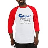 CafePress Gibbs' Rules Never Get Personally Baseball Shirt Gr. M, rot / weiß