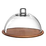 LEONARDO HOME Cucina Holz-Käseplatte und Glas-Glocke, Käse-Brett aus Holz inklusive Glas-Haube, 2er Set, Ø 280 mm, 018519