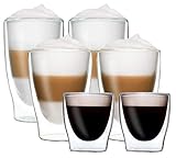 DUOS 6er-Set doppelwandige Thermo-Gläser Latte Macchiato Gläser Set - Doppelwandige Thermo Gläser, Cappuccino Gläser - Kaffeegläser doppelwandig - Latte Macchiato Gläser Doppelwandig by F