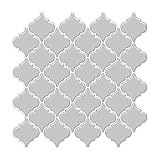 WalDecoo Fliesenspiegel zum Aufkleben, moderne graue, arabeske Fliesenaufkleber für Küche/Bad, 30,5 x 30,5 cm, selbstklebende Fliesen (dickeres Design, 5 Blatt)