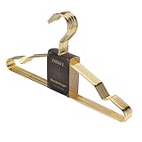 Zirbel Kleiderbügel 10er Set - Retro Design Bügel aus Metall glänzend (Gold)