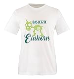 Comedy Shirts - Das letzte Einhorn - Skelette - Herren T-Shirt - Weiss/Türkis-Hellgrün Gr. XL