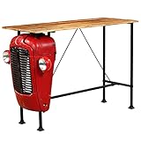 Catherinol Bartisch, Bistrotisch, Stehtisch, Empfangstheke, Bistro Stehtisch, Beistelltisch, Konsolentisch, Bar Table, Traktor Mangoholz Massiv Rot 60 x 150 x 107