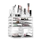 Tebery Kosmetik Aufbewahrung Organizer Make-Up Schmuck-Box Acryl, abnehmbar, MIT 6 Schubladen, 22 Ebenen für Kosmetika, Lippenstift, Make-up-Pinsel, Vitrine, B
