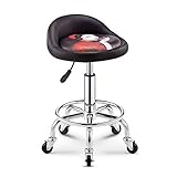 Barbierhocker , Verstellbarer Schwenkhocker auf Rad,Zahnhocker mit braunem synthetischem Ledersitz,einstellbarer Höhe 42-55 cm,gestütztes Gewicht 160 kg,Schreibtischhocker Schlafzimmer for Spas Schö