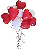 50 rot-weiße Herz-Luft-Ballon-Hochzeit-Herzluftballons-Deko-Geschenk-Idee-Geschenk-Schmuck-Schmücken-Helium geeignet Sachsen-Versand Deutscher H