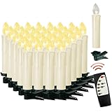 Soontrans LED Kabellose Christbaumkerzen Weihnachtsbaumkerzen Weihnachtsbeleuchtung Warmweiß Licht mit Fernbedienung (30er)