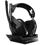 ASTRO Gaming A50, Wireless Gaming-Headset mit Ladestation, Dolby Audio, Game/Voice Balance Control, 2,4 GHz Kabellos, 9m Reichweite, für PS5, PS4, PC, Mac - Schwarz/Silb