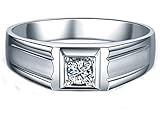 Whoiy 14K Weiß Gold 585 Verlobungsring Damen mit Diamant 0.037ct, Ring Solitär Schmetterling, Silber Gr.51 (16.2)