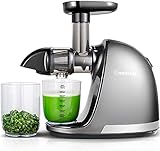 AMZCHEF Slow Juicer Entsafter Gemüse und Obst Profi Entsafter mit Ruhiger Motor & Umkehrfunktion & Saftkanne & Reinigungsbürste（150 Watt/Silber Grau）