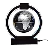 JJYY 6 Zoll schwimmender drehbarer Globus mit LED-Licht, Grauer magnetischer Globus für Kinder pädagogisches Geschenk Büro-Schreibtisch-Dek