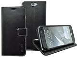 HTC One A9 | Suncase Book-Style (Slim-Fit) Ledertasche Leder Tasche Handytasche Schutzhülle Case Hülle (mit Standfunktion und Kartenfach) schw