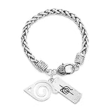 ASUROM Japanische Animation Rund Um Konoha Ninja Village Logo Rebellisches Stirnarmband Armband Schmuck Zubehör Geschenk Für Männer Frauen Erwachsene,