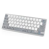 SurnQiee Bluetooth Tastatur mit 64 Tasten 60% kompakte tragbare kabellose Tastatur, kompatibel mit MacBook, iMac, iPhone und iPad (Silber)