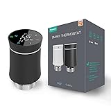 MoesGo Zigbee Smart Heizungsthermostat, Batteriebetrieben Heizkörperthermostat Kühlerventilregler, Thermostat Kompatibel mit Smart Life Tuya APP Alexa Google, Tuya ZigBee Hub Erforderlich Schw