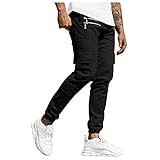 BaZhaHei Herren Einfarbig Cargohose Sporthose Freizeit Regular Fit Sport Taille Fitness Cargo Atmungsaktive Jogginghose Freizeithose Sweatpants Outdoorhose Sp