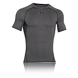 Under Armour UA HeatGear Short Sleeve, langärmliges Funktionsshirt, atmungsaktives Langarmshirt für Männer Herren, Grau (Carbon Heather / Black) , XL