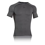 Under Armour UA HeatGear Short Sleeve, langärmliges Funktionsshirt, atmungsaktives Langarmshirt für Männer Herren, Grau (Carbon Heather / Black) , XL