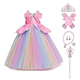 OBEEII Mädchen Eiskönigin ELSA Kostüm Schneekönigin Prinzessin Kleid mit Umhang + Zubehör Weihnachten Halloween Fest Karneval Fasching Verkleidung Party Kostüme Outfits Kinder 3-4 J