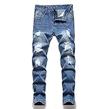 LAPLBEKE Jungen Regular Fit Jeans Kinder Denim Zerrissene Jeanshosen (140, Blau)