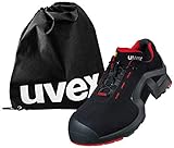 Uvex 1 - Arbeitsschuhe - Sicherheitsschuhe S3 SRC ESD - leicht & rutschfest - mit Schuhbeutel - Rot-Schwarz - 45