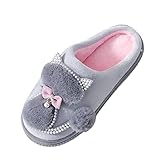 Yowablo Hausschuhe Schuhe Damen Slip-On Furry Flat Home Cartoons Warm halten (37,grau)