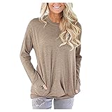 Damen Shirts Langarm Longshirt Damen Prime Wardrobe Damen Oberteile schulterfreie Oberteile Pullover Damen Herbst grünes Langarmshirt Damen hemdbluse Damen weiß W