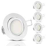 Ultra Flach LED Einbaustrahler Tolles Design Warmweiß 3.5W 230V Schwenkbar Einbauspots Einbauleuchten (Weiss Rund) 5er Pack