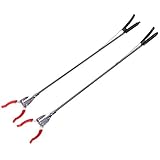 Anladia 2x90 cm Greifzange Metall Robust Müllzange für Dosen und Abfälle Greifhilfe Müll - Handgreifer Allzweckgreifer Schwarz und R