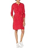 Amazon Essentials Long-Sleeve Banded Collar Shirt Dress Hemd, Rot, Blatt, M