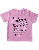 miKalino Baby/Kinder T-Shirt mit Spruch für Jungen Mädchen Unisex Kurzarm Happy Birthday Mama! Mein Herz gehört Dir! | handbedruckt in Deutschland | Handmade with Love, Farbe:rosa, Grösse:80-86