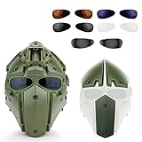 Tactical Fast Helmet Multifunktionshelm für Airsoft Paintball Schützender Anti-Aufruhr Leichter Helm mit mehrfarbigen Linsen,G