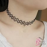 Schwarz Tattoo Choker Stretch Vintage Retro Boho-Halsk