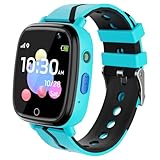 Kinder Smartwatch GPS Tracker - Telefon Uhr Kinder Wasserdicht mit Anruf, SOS, Taschenlampe, Wecker, Schrittzähler, Voice Chat, Kids Smart Watch für Mädchen und Jungen Geschenke (Blau)