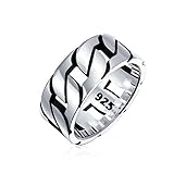 Herren Biker Schmuck Wide Open Curb Kettenglied Ring Band für Männer Gothic Tribal Solid .925 Sterling Silber Handgefertigt in der Türk