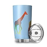 Zbbfwu Bunte Giraffen Kaffeebecher to go Thermobecher Edelstahl Auslaufsicher Kaffeetasse Tumbler White 600