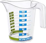 Rotho Domino kleiner Messbecher 0.15l mit Skala, Kunststoff (PP) BPA-frei, transparent, 0,15l (10,2 x 6,9 x 8,9 cm)