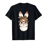 Nerd Osterhase Deko Leopard Brille & Bandana Hase Ostern T-S