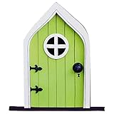 Xianghaoshun Miniatur-Fee-Tür, Holz-Fee-Tür-Fenster, Miniatur-Fee-Garten-Außendekor-Zubehör, Hof-Kunst-Skulptur-Dekoration für Kinderzimmer, Wand und Bäume im F