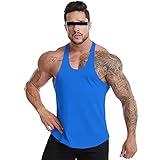 Pajiay Achselshirt Herren Sommer Lose Einfarbig Tops Herren Lauf Bodybuilding Workout Fitness Sportshirt Rundhals Ärmellos Muskelshirt Herren Leicht Schnelltrocknend Trägershirts H