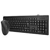 PUSOKEI Kabelgebundenes Tastatur-Maus-Set, ergonomische Gaming-Tastatur, 1000DPI-Maus mit 3 Tasten, Plug and Play, USB-Kabel-Set für PC-Spieler-Computer-Laptop